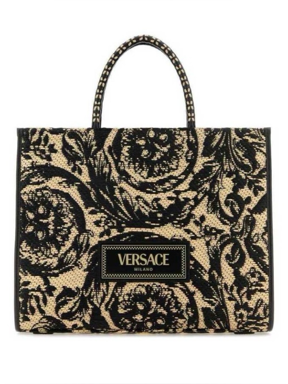 Versace Black & Gold Baroque Jacquard Winter Tote